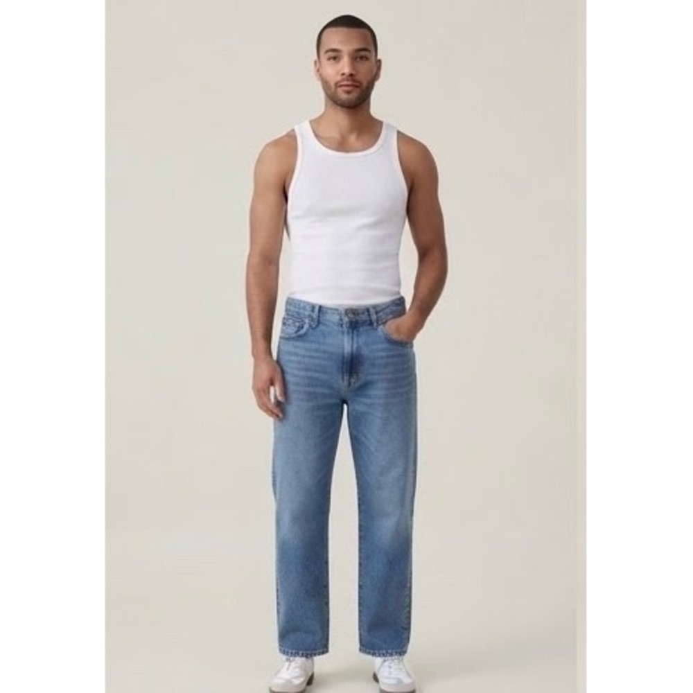 Aeropostale Mens Relaxed Straight Leg Jeans Medium Wash Blue 31x30